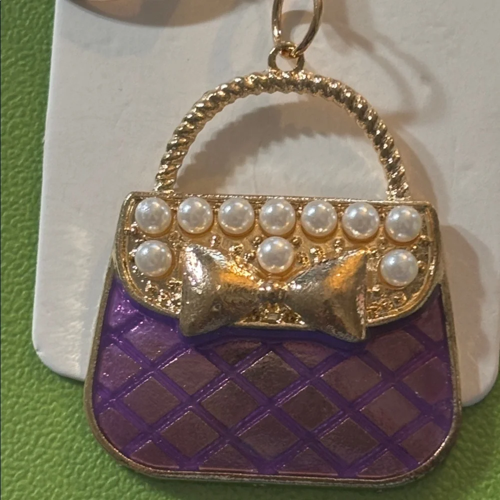 Mint Purple and Gold Purse Keychain/Bag Charm